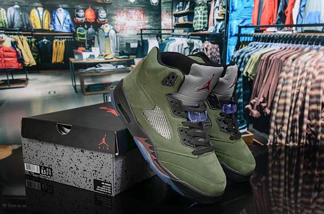 Air Jordan 5 Men Shoes Olive;